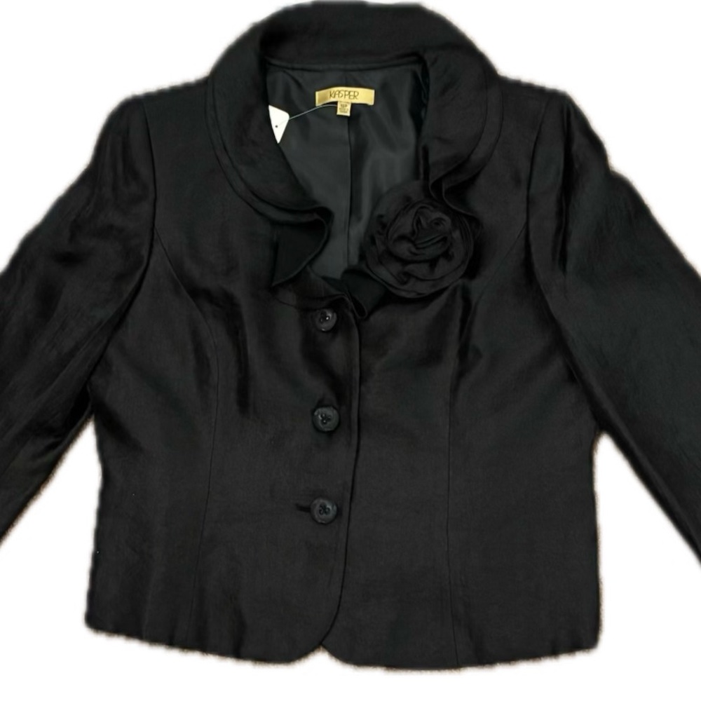 Vintage Kasper Black Blazer with Floral Detail